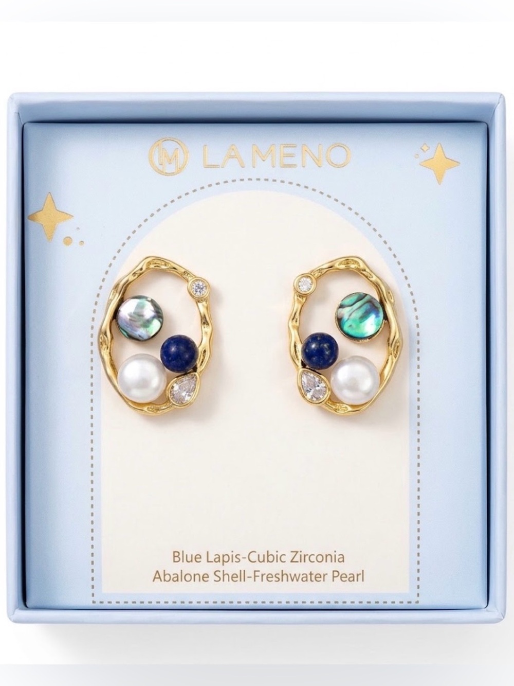 NWT ⚜️💙⚜️ LA MENO Abalone Shell Freshwater Pearl Drop Earrings